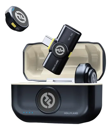 Kit de microfone sem fio Hollyland Lark M2 Duo preto com estojo