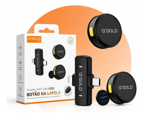 Kit A’Gold MCF-38D com dois microfones de lapela sem fio e receptor